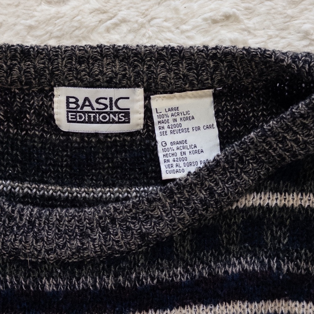 Men’s Blue Patterned Sweater Basic Editions Vinta… - image 5